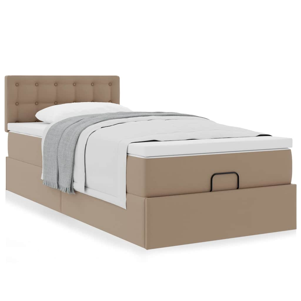 Letto Pouf con Materasso Cappucino 90x200 cm Similpelle