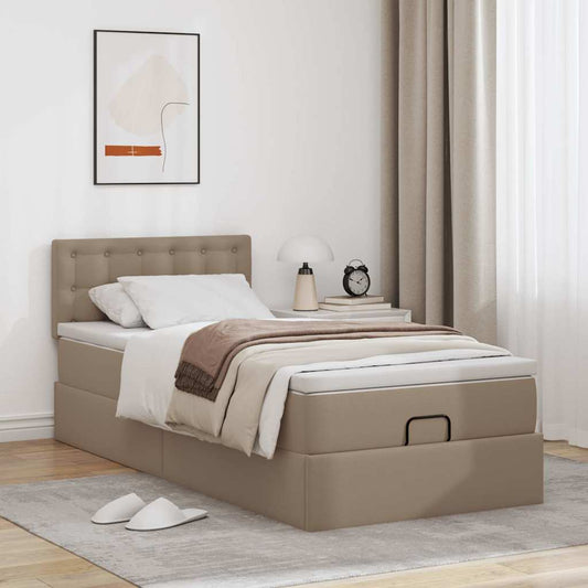 Letto Pouf con Materasso Cappucino 90x200 cm Similpelle