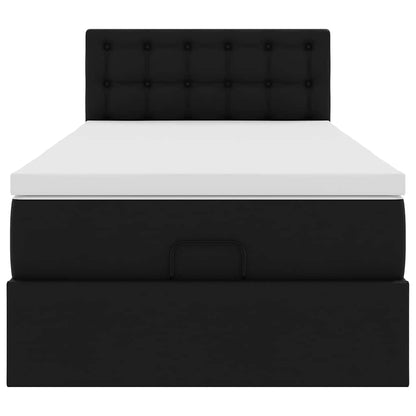 Letto Pouf con Materasso Nero 100x200 cm Similpelle