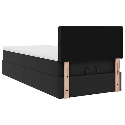 Letto Pouf con Materasso Nero 100x200 cm Similpelle
