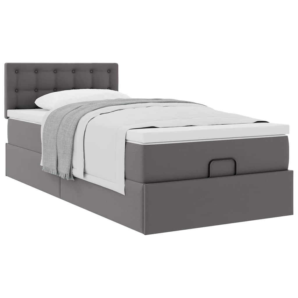 Letto Pouf con Materasso Grigio 100x200 cm Similpelle | homemem39