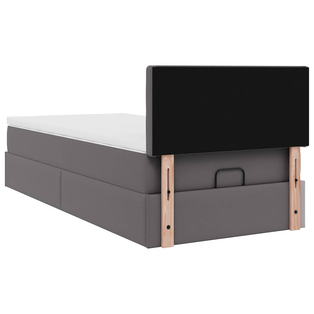 Letto Pouf con Materasso Grigio 100x200 cm Similpelle | homemem39