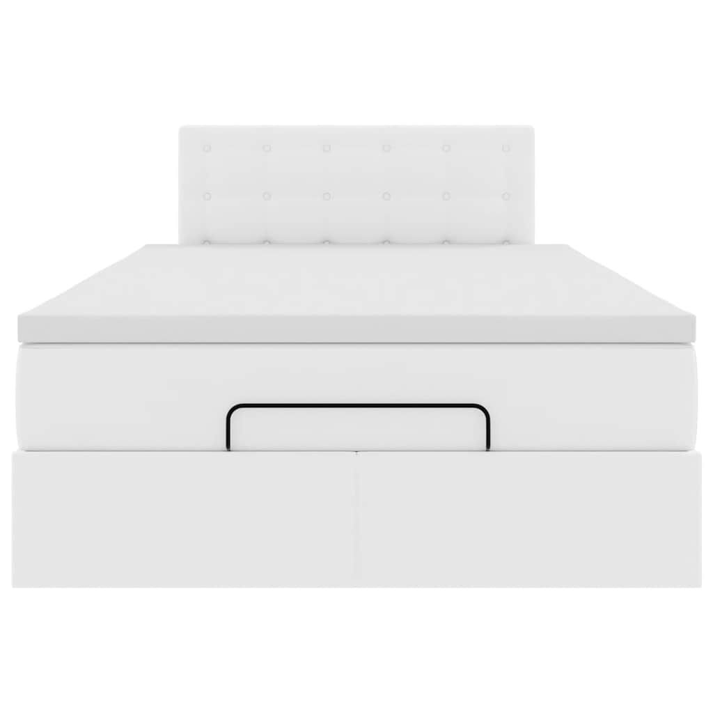 Struttura Letto Pouf con Materasso Bianco 120x200 cm Similpelle | homemem39