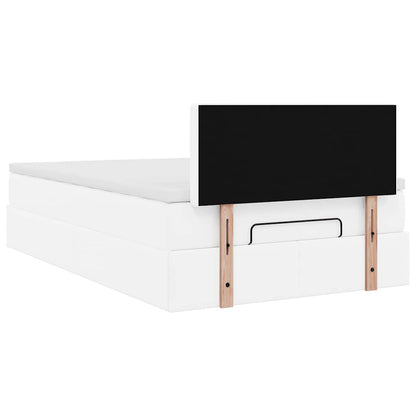 Struttura Letto Pouf con Materasso Bianco 120x200 cm Similpelle | homemem39