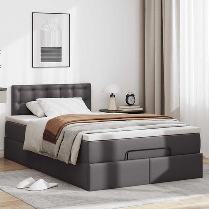 Struttura Letto Pouf con Materasso Grigio 120x200 cm Similpelle | homemem39