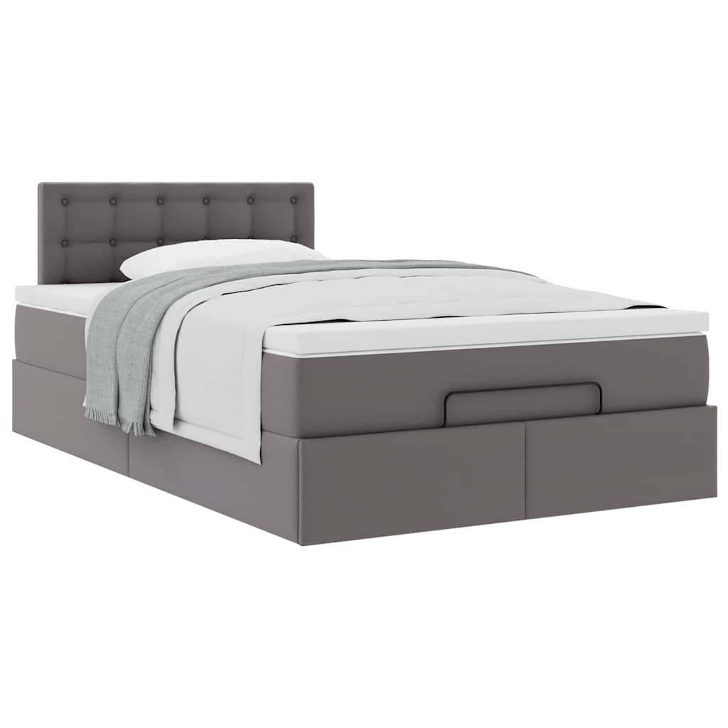 Struttura Letto Pouf con Materasso Grigio 120x200 cm Similpelle | homemem39