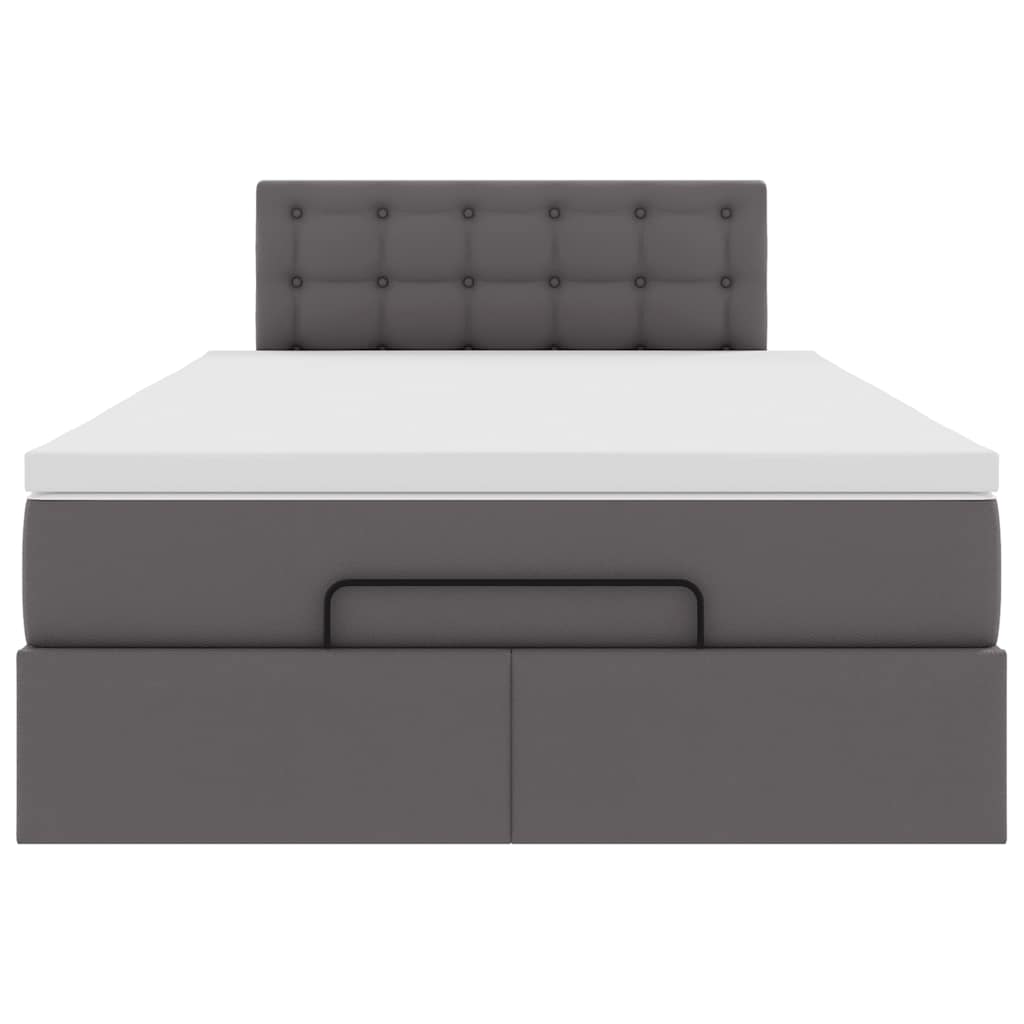 Struttura Letto Pouf con Materasso Grigio 120x200 cm Similpelle | homemem39