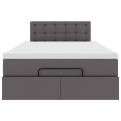 Struttura Letto Pouf con Materasso Grigio 120x200 cm Similpelle | homemem39