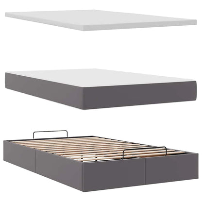 Struttura Letto Pouf con Materasso Grigio 120x200 cm Similpelle | homemem39