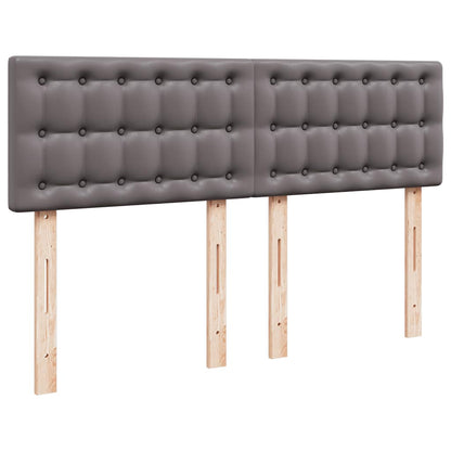 Struttura Letto Pouf con Materasso Grigio 140x190 cm Similpelle