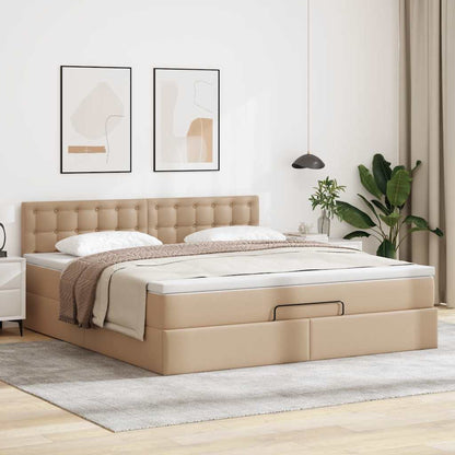 Struttura Letto Pouf con Materasso 140x190 cm Similpelle