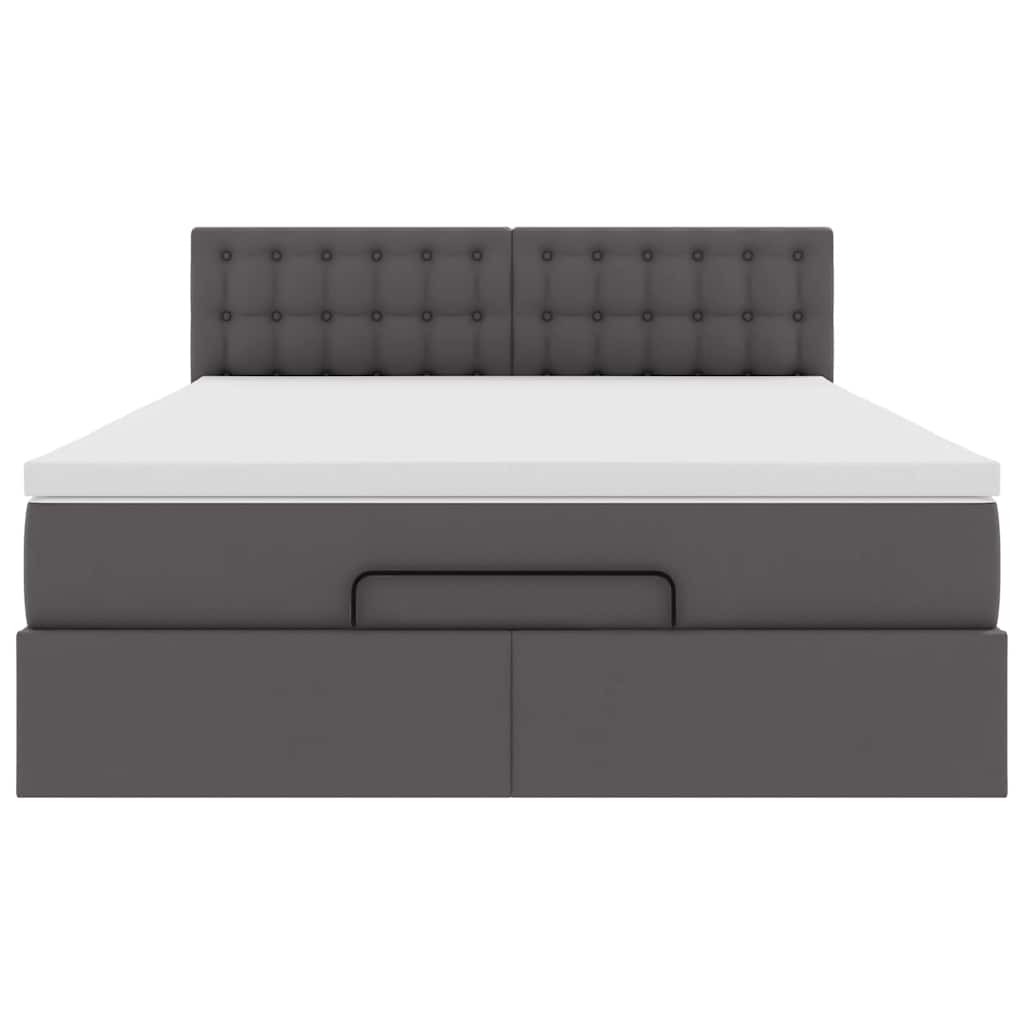 Struttura Letto Pouf con Materasso Grigio 140x200 cm Similpelle