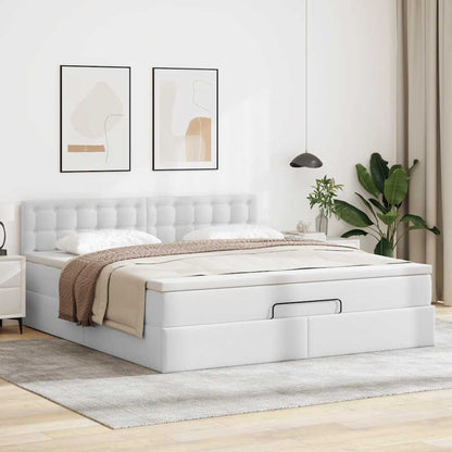 Struttura Letto Pouf con Materasso Bianco 180x200 cm Similpelle | homemem39