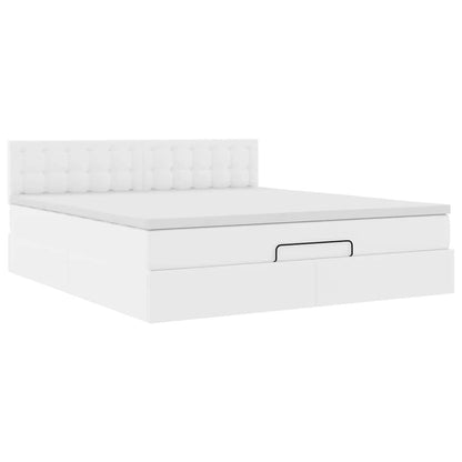 Struttura Letto Pouf con Materasso Bianco 180x200 cm Similpelle | homemem39