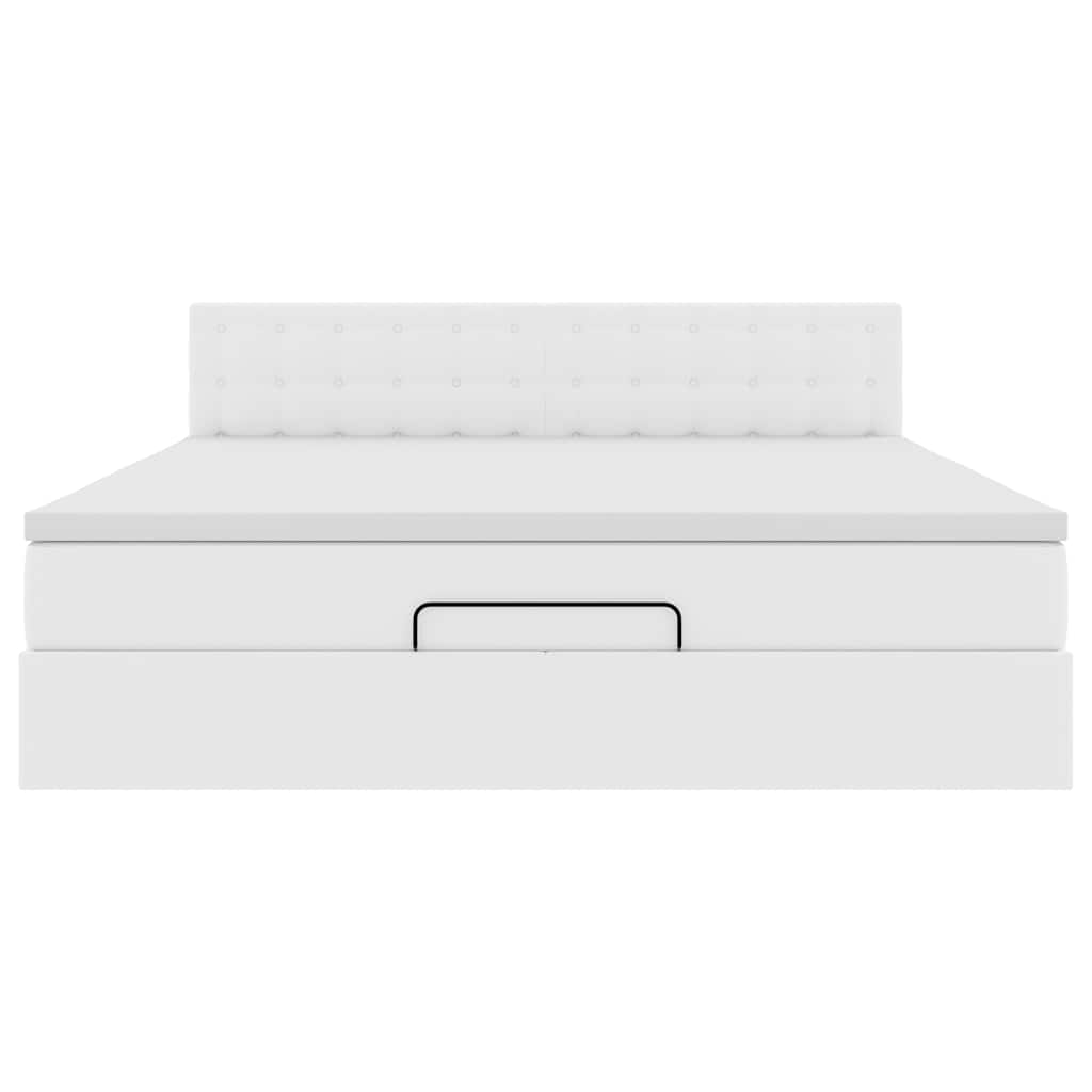 Struttura Letto Pouf con Materasso Bianco 180x200 cm Similpelle | homemem39