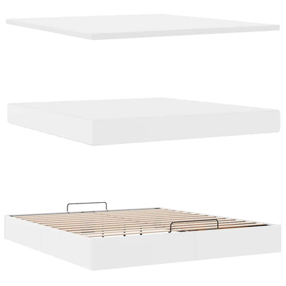Struttura Letto Pouf con Materasso Bianco 180x200 cm Similpelle | homemem39