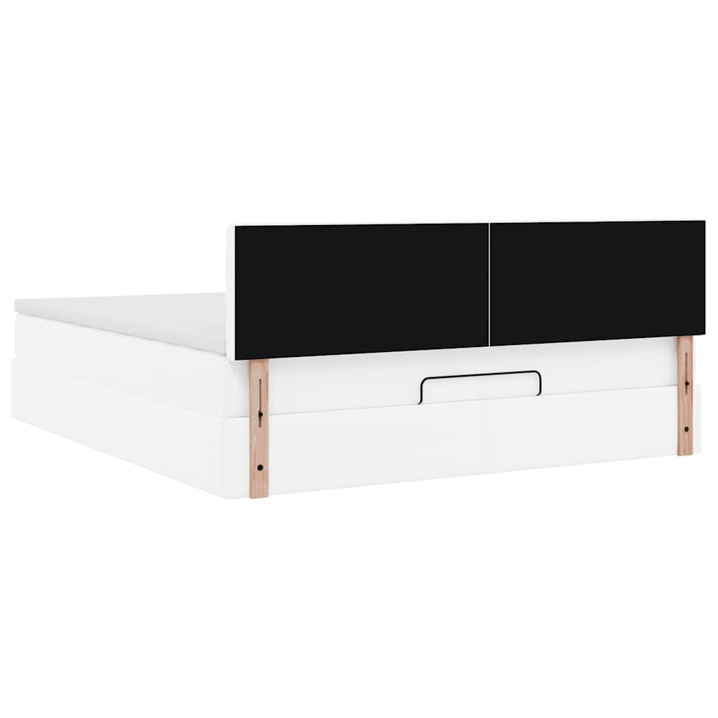 Struttura Letto Pouf con Materasso Bianco 180x200 cm Similpelle | homemem39