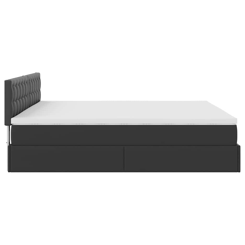 Struttura Letto Pouf con Materassi Nero 200x200 cm Similpelle | homemem39