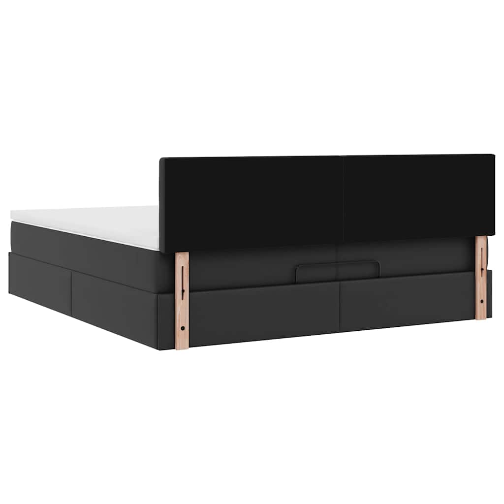 Struttura Letto Pouf con Materassi Nero 200x200 cm Similpelle | homemem39