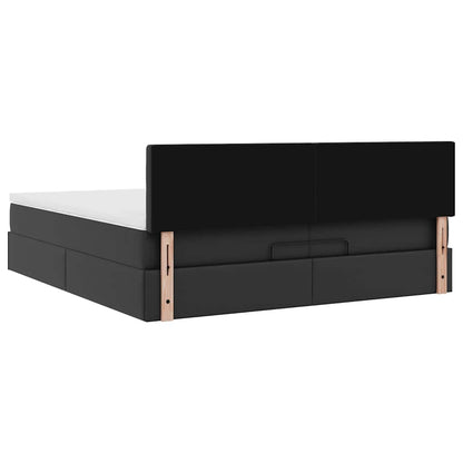Struttura Letto Pouf con Materassi Nero 200x200 cm Similpelle | homemem39