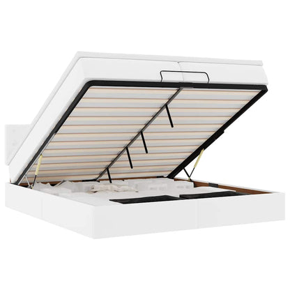 Struttura Letto Pouf con Materassi Bianco 200x200 cm Similpelle