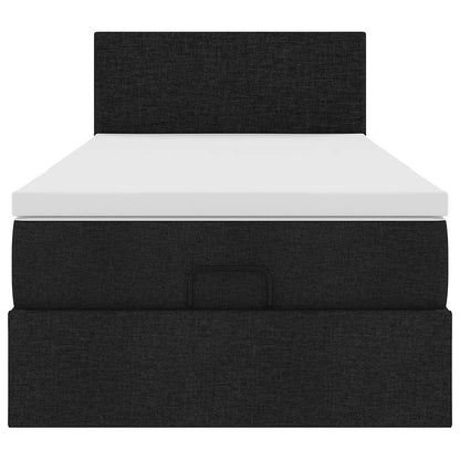 Struttura Letto Pouf con Materasso Nero 80x200 cm in Tessuto