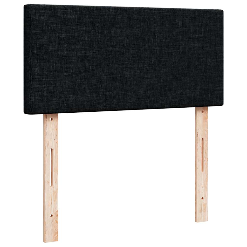 Struttura Letto Pouf con Materasso Nero 90x190 cm in Tessuto