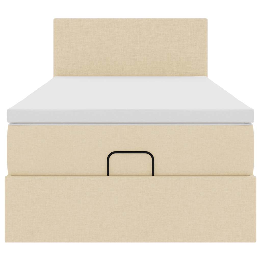 Struttura Letto Pouf con Materasso Crema 90x190 cm in Tessuto