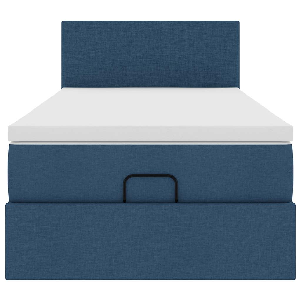 Struttura Letto Pouf con Materasso Blu 90x190 cm in Tessuto