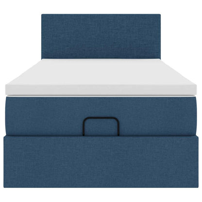 Struttura Letto Pouf con Materasso Blu 90x190 cm in Tessuto