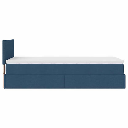 Struttura Letto Pouf con Materasso Blu 90x190 cm in Tessuto