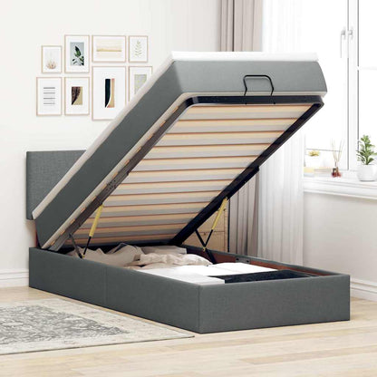 Pouf Letto con Materasso Grigio Scuro 90x200 cm in Tessuto