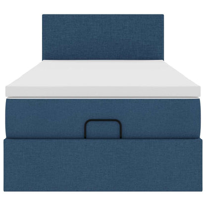 Pouf Letto con Materasso Blu 90x200 cm in Tessuto