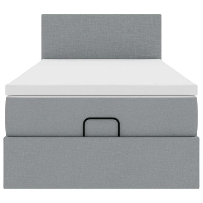 Pouf Letto con Materasso Grigio Chiaro 100x200 cm in Tessuto