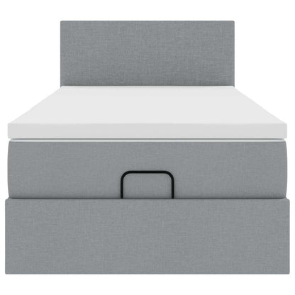 Pouf Letto con Materasso Grigio Chiaro 100x200 cm in Tessuto