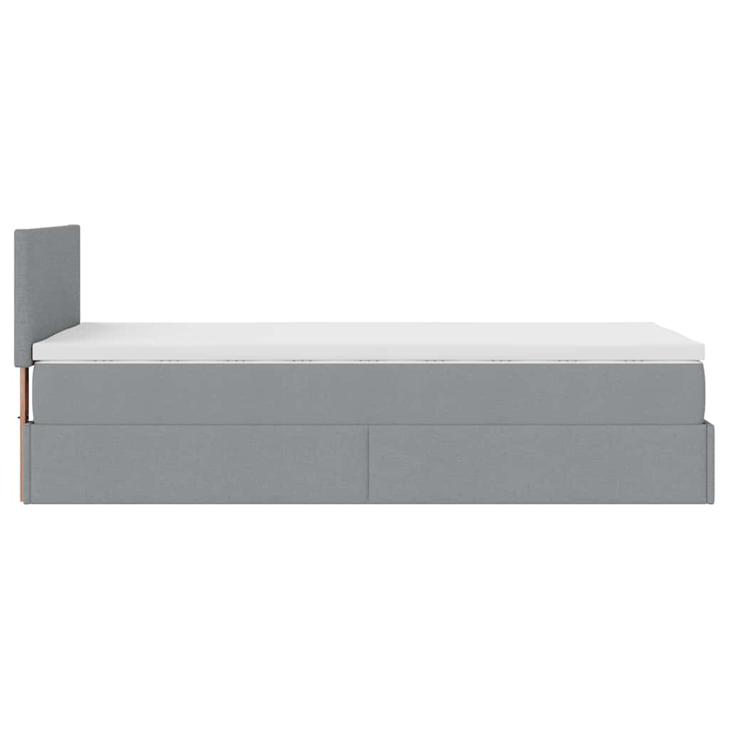 Pouf Letto con Materasso Grigio Chiaro 100x200 cm in Tessuto