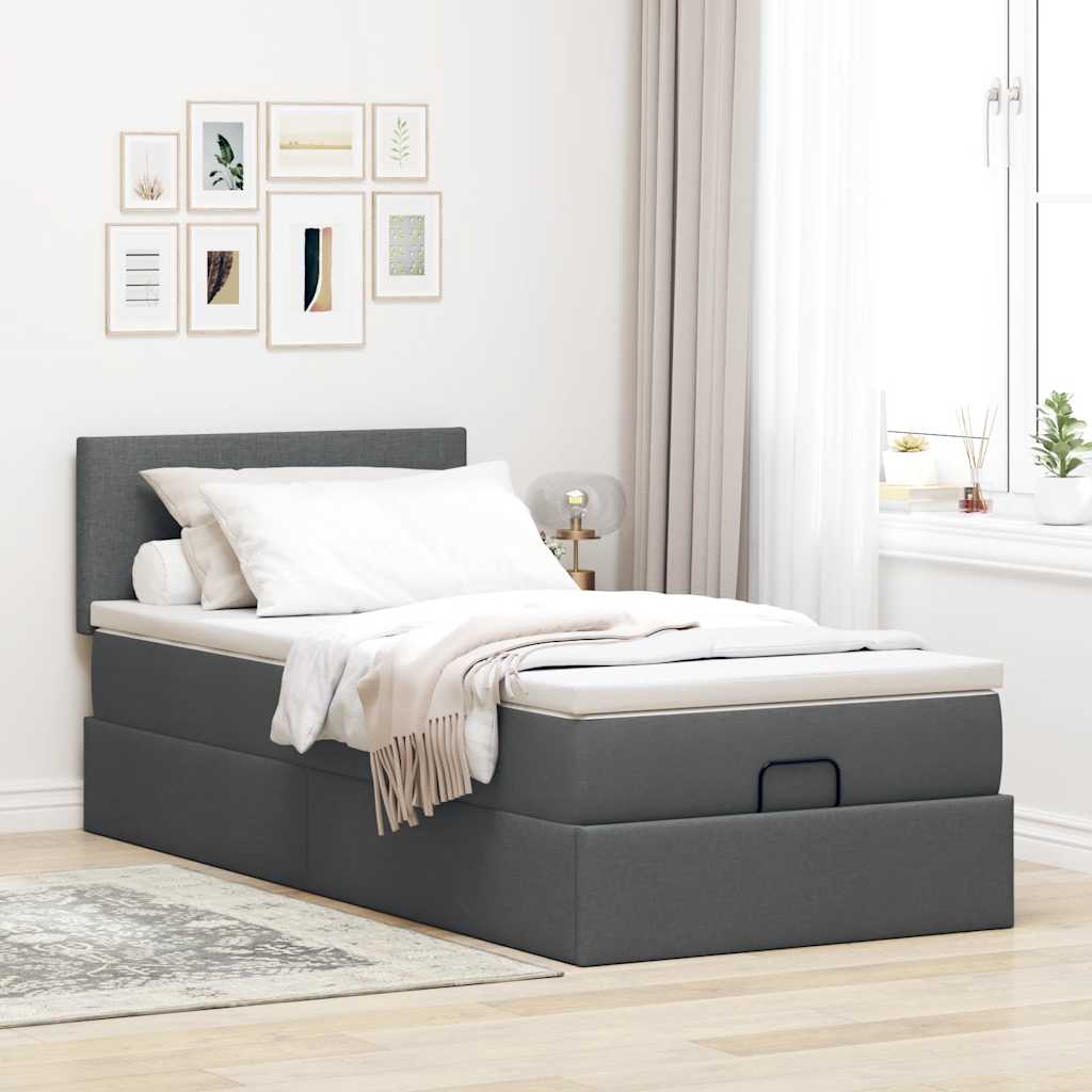 Struttura Letto Pouf con Materasso 100x200 cm in Tessuto