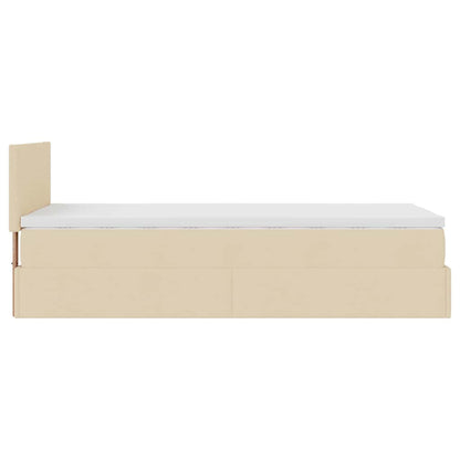 Pouf Letto con Materasso Crema 100x200 cm in Tessuto