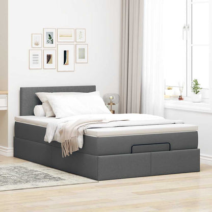 Pouf Letto con Materasso Grigio Scuro 120x190 cm in Tessuto