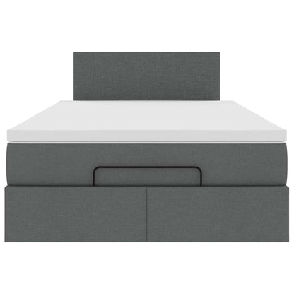 Pouf Letto con Materasso Grigio Scuro 120x190 cm in Tessuto