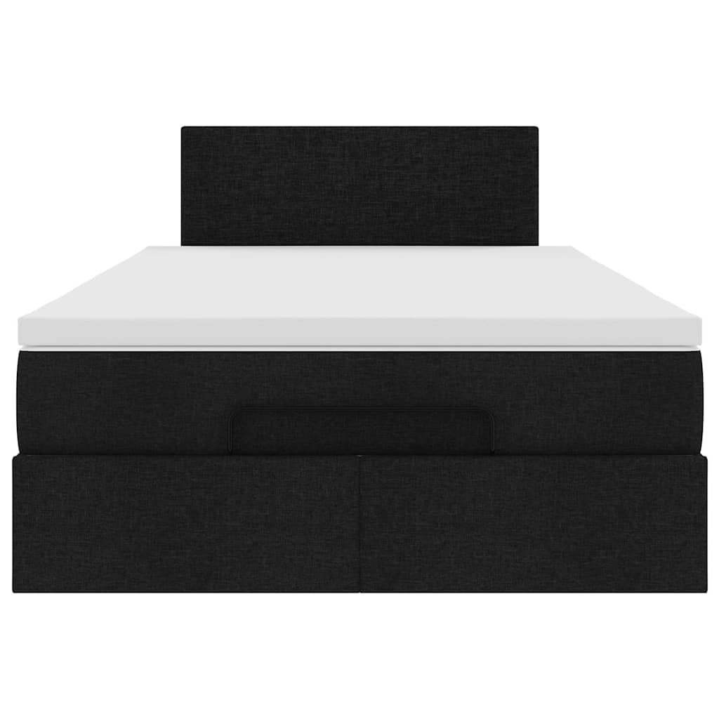 Pouf Letto con Materasso Nero 120x190 cm in Tessuto