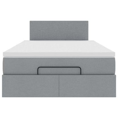 Pouf Letto con Materasso Grigio Chiaro 120x200 cm in Tessuto - homemem39