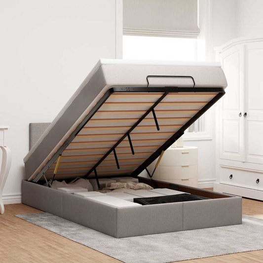 Struttura Letto Pouf con Materasso Tortora 120x200cm in Tessuto