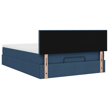 Pouf Letto con Materasso Blu 140x190 cm in Tessuto