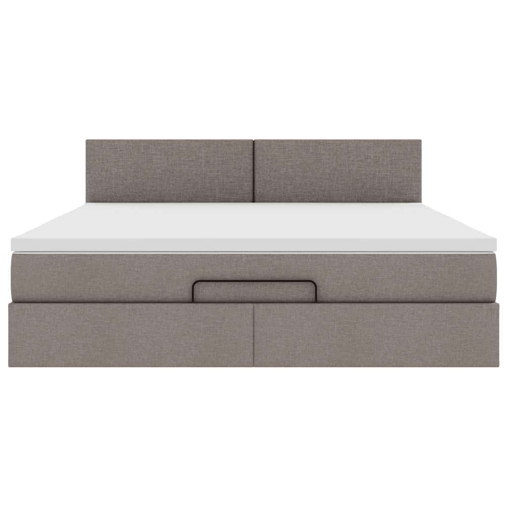 Struttura Letto Pouf con Materasso Tortora 160x200cm in Tessuto