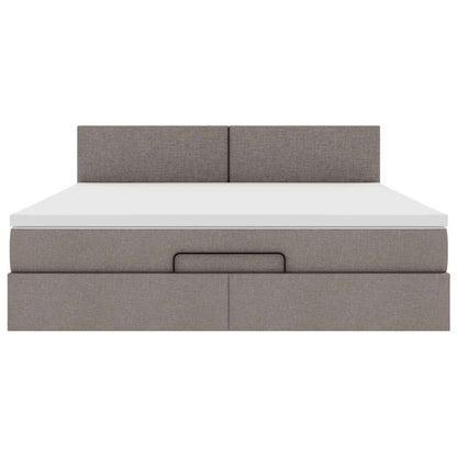 Struttura Letto Pouf con Materasso Tortora 160x200cm in Tessuto