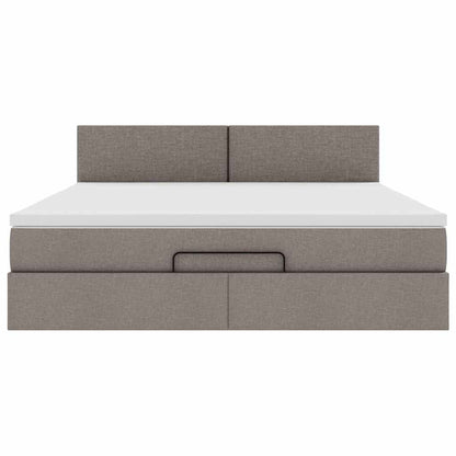 Struttura Letto Pouf con Materasso Tortora 180x200cm in Tessuto