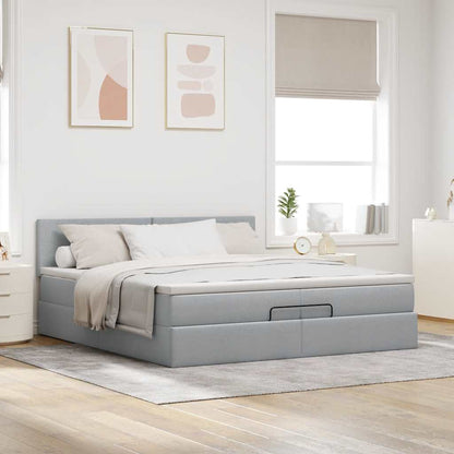 Struttura Letto Pouf con Materasso 200x200 cm in Tessuto