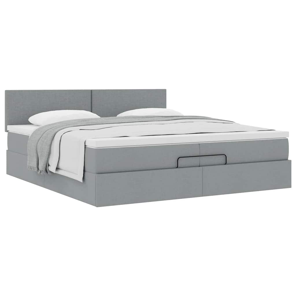 Struttura Letto Pouf con Materasso 200x200 cm in Tessuto | homemem39
