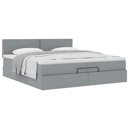 Struttura Letto Pouf con Materasso 200x200 cm in Tessuto | homemem39
